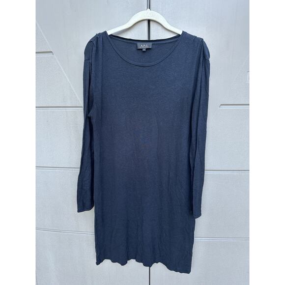A.P.C Black Knit Long Sleeves Shift Dress Sz S Basic Quiet Luxury Minimalist Chi - Picture 3 of 10